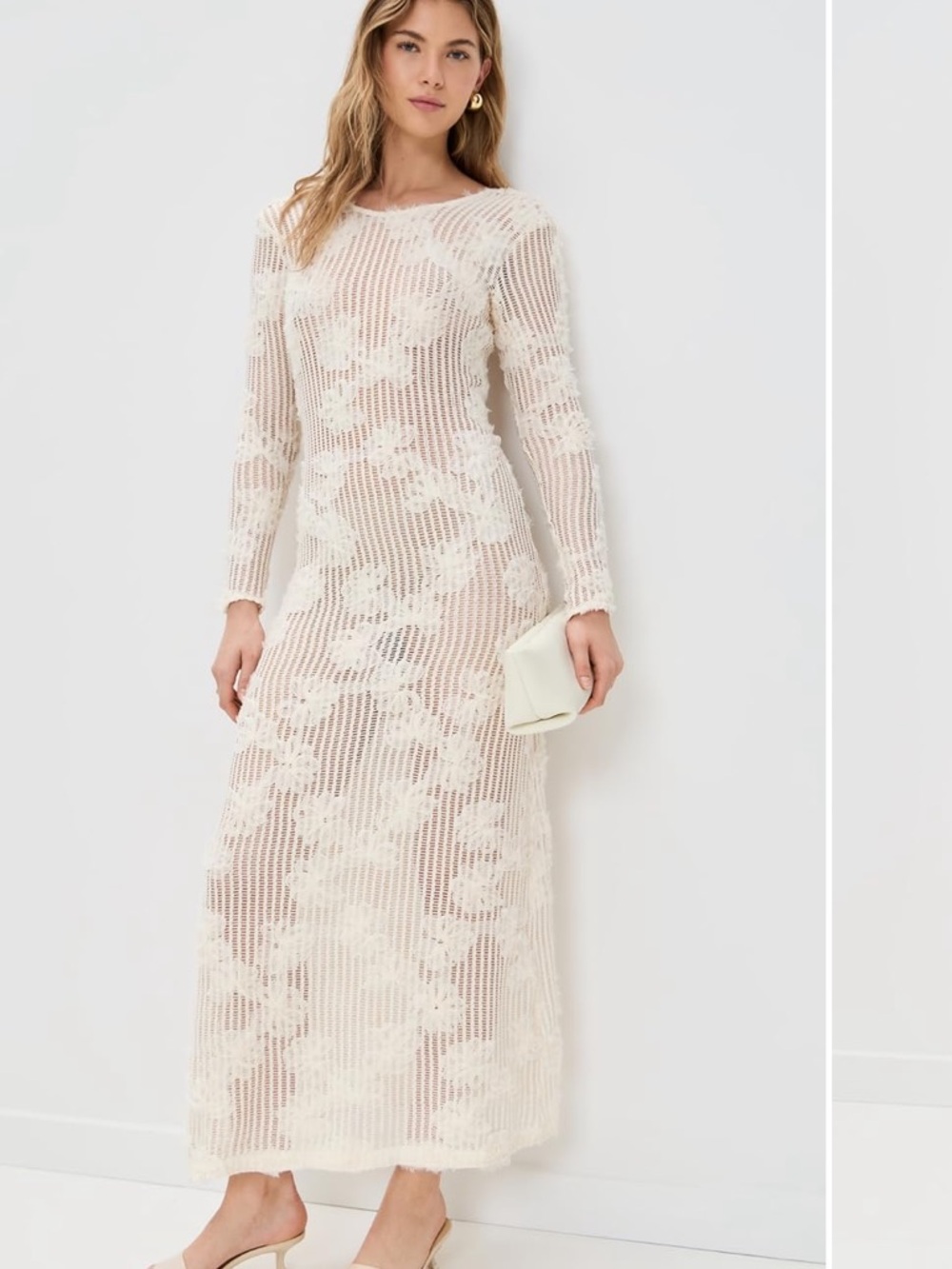 JBQ Azalia Dress Swim Cover up Cream Long-Sleeve Knit Size S